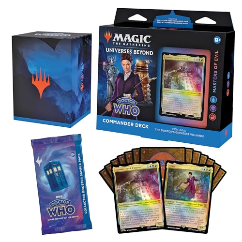Magic: The Gathering Doctor Who Commander-Deck – Die Meister des Bösen (Deck mit 100 Karten, Sammler-Booster-Probepackung mit 2 Karten + Zubehör) (Englische Version) von Magic: The Gathering