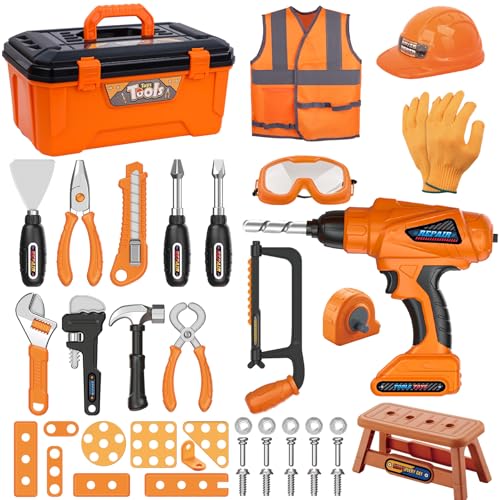 Magic4U Werkzeugkoffer Kinder,Werkzeugkasten,Bauwerkzeug Spielzeug,Kinder Werkzeug Spielzeug Set,Werkzeugkoffer Weste Hammer Bauhelm Spielzeug Junge Mädchen ab 3 4 5 6 7 8 Jahre Magic4U Werkzeugkoffer Kinder,Werkzeugkasten,Bauwerkzeug Spielzeug,Kinder Werkzeug Spielzeug Set,Werkzeugkoffer Weste Hammer Bauhelm Spielzeug Junge Mädchen ab 3 4 5 6 7 8 Jahre von Magic4U