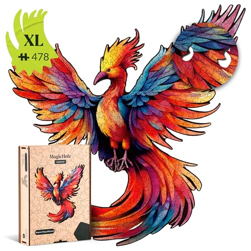 MagicHolz – Holzpuzzle Flügel der Erneuerung | Phoenix – Holz Puzzle 47 x 44 cm inkl.Premium Holzbox – besondere Geschenkidee für Erwachsene & Kinder von MagicHolz