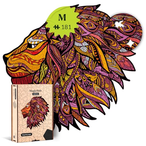 MagicHolz – Holzpuzzle König des Dschungels | Löwe – Holz Puzzle 27 x 27 cm inkl.Premium Holzbox – besondere Geschenkidee für Erwachsene & Kinder von MagicHolz