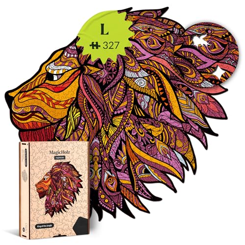 MagicHolz – Holzpuzzle König des Dschungels | Löwe – Holz Puzzle 35 x 34 cm inkl.Premium Holzbox – besondere Geschenkidee für Erwachsene & Kinder von MagicHolz