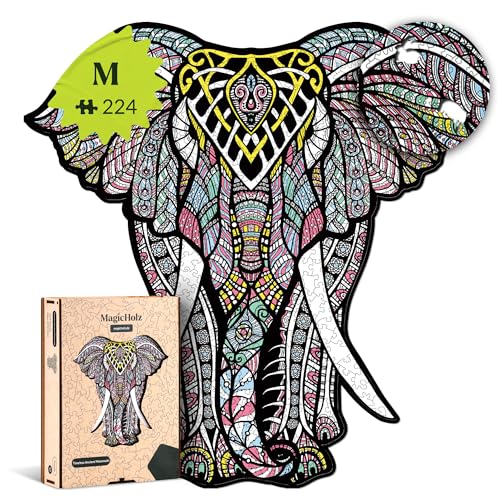 MagicHolz – Holzpuzzle Urzeitliches Mammut – Holz Puzzle 27 x 26 cm inkl.Premium Holzbox – besondere Geschenkidee für Erwachsene & Kinder von MagicHolz