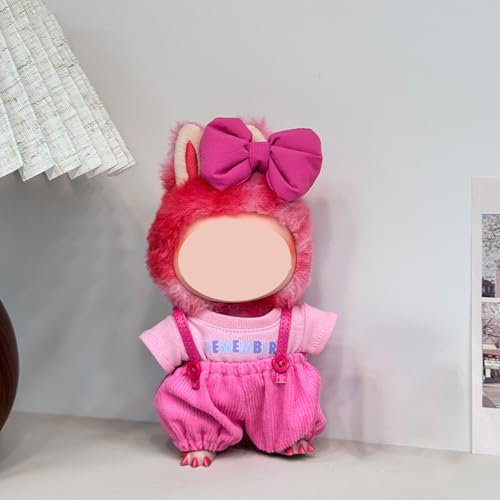 17 cm Puppenkleidung, rosa T-Shirt Overalls Outfit mit Schleife Haar-Accessoire, Premium Mode Kleidung für Puppen von Magicaldiy