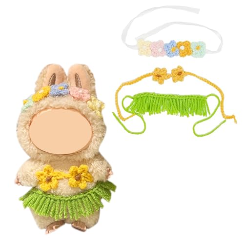 Hawaiian Hula Crochet Grass Skirt & Flower Neckholder Bikini Top for 17cm Dolls Dolls Dress Up Clothes Costume Swimsuit Outfits (Yellow) von Magicaldiy