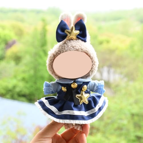 Kaninchen-Polizisten-Kleid für 17 cm große Puppen, blaues Kleid mit Schleife, Haar-Accessoire, Puppenkleidung, blaue Outfits von Magicaldiy
