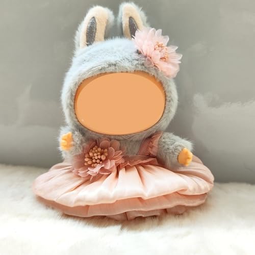 Pinkes Puppenkleid-Set für 17 cm große Puppen, Tüllrock im Prinzessinnen-Stil mit floraler Haarspange, passend für 1/2/3. Generation von Magicaldiy