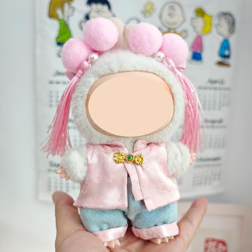 Plüschpuppenkleidung, rosa Hanfu mit Plüschball, Haar-Accessoire, chinesische traditionelle Kleidung für 17 cm große Puppen von Magicaldiy