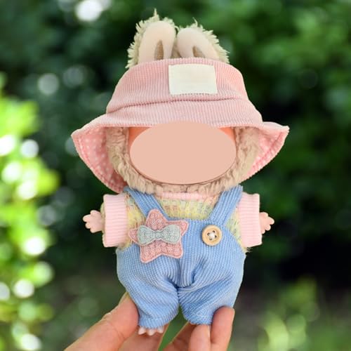 Puppenkleidung, 17 cm, niedliches Puppen-Outfit mit Hut-Zubehör, buntes T-Shirt + hellblauer Strampler + Hut (keine Puppe) von Magicaldiy