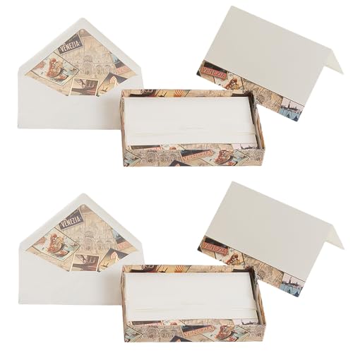 Magicamente Carta 2 Sets Brief-Umschläge, Briefpapier mit Umschlag, mit Box, 12 x 18 cm, 10 Blatt + 10 Umschläge, Papier, Elfenbein, Dekoration aus Goldstaub, Motiv: Venedig Magicamente Carta 2 Sets Brief-Umschläge, Briefpapier mit Umschlag, mit Box, 12 x 18 cm, 10 Blatt + 10 Umschläge, Papier, Elfenbein, Dekoration aus Goldstaub, Motiv: Venedig von Magicamente Carta