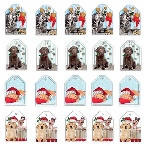 Weihnachtsetiketten, 20 Stück, in 4 verschiedenen Designs, verpackt in Einzelblisterpackungen, Karton 230 g/m, hergestellt in Italien, Motiv: Hunde und Katzen Weihnachtsetiketten, 20 Stück, in 4 verschiedenen Designs, verpackt in Einzelblisterpackungen, Karton 230 g/m, hergestellt in Italien, Motiv: Hunde und Katzen von Magicamente Carta