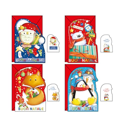 Set mit 12 Weihnachtskarten in 4 Motiven, Format 12 x 18 cm, aus hochwertigem Karton, hergestellt in Italien Set mit 12 Weihnachtskarten in 4 Motiven, Format 12 x 18 cm, aus hochwertigem Karton, hergestellt in Italien von Magicamente Carta