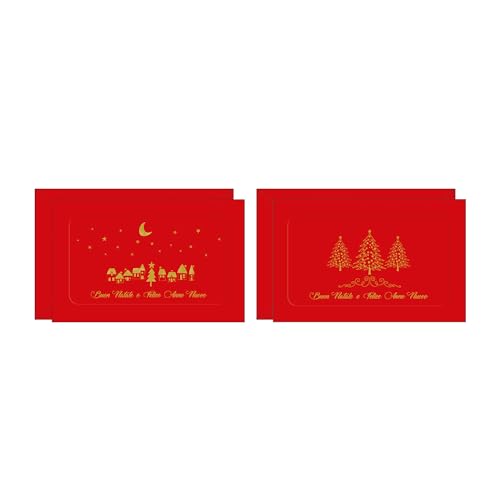 Set mit 50 Weihnachtskarten in 2 Motiven, Format 9 x 14 cm, mit Goldverzierungen, hergestellt aus hochwertigem Karton, hergestellt in Italien Set mit 50 Weihnachtskarten in 2 Motiven, Format 9 x 14 cm, mit Goldverzierungen, hergestellt aus hochwertigem Karton, hergestellt in Italien von Magicamente Carta