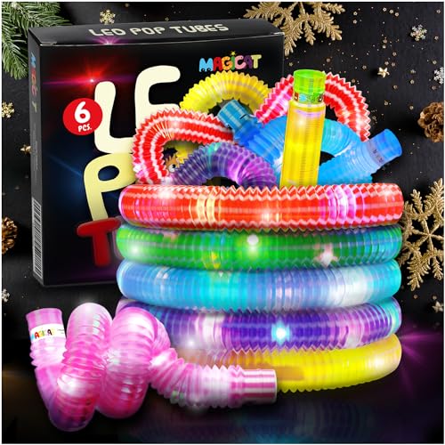 Magicat Premium LED Pop Tubes I 6-teiliges Set ausziehbarer Leucht-Popröhrchen in 6 Farben I Ideal als Mitgebsel für Halloween-Party, Kindergeburtstag Spiele, Weihnachten, für Kinder und Erwachsene von Magicat