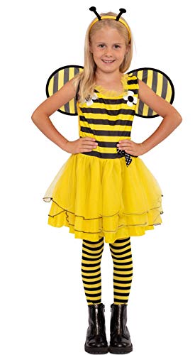 Magicoo Bienenkostüm Kinder Mädchen inkl. Kleid, Fühler & Flügel, Gr von 92 bis 140 - Biene Kostüm Kinder (110/116) von Magicoo