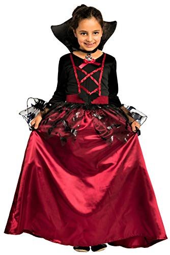 Magicoo Fledermaus Vampir Kostüm Kinder Mädchen mit Kragen - schickes Halloween Vampirkostüm Kind Gr. 110 bis 140 (134/140) von Magicoo