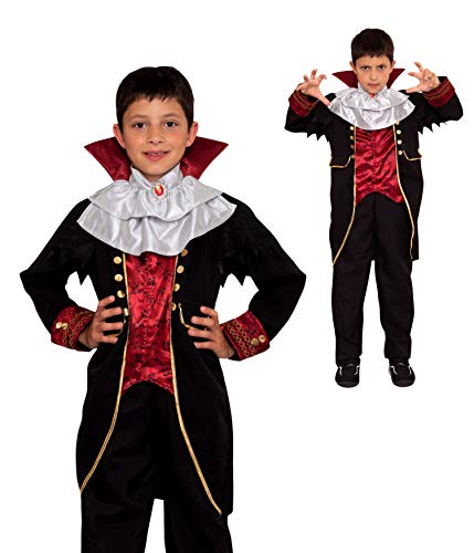 Magicoo Halloween Barock Vampir Kostüm Kinder Jungen inkl. Hose & Jackett & Jabott Gr. 92 bis 140 - Vampirkostüm Kind Junge (110/116) von Magicoo