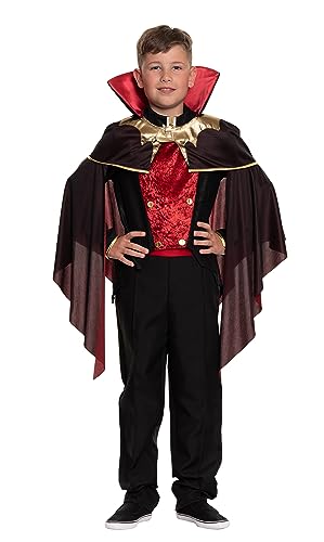 Magicoo Halloween Graf Vampir Kostüm Kinder Jungen inkl. Hose & Jackett & Umhang Gr. 92 bis 140 - Vampirkostüm Kind Junge (Medium (120-130)) von Magicoo