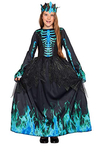 Magicoo Skelett Kostüm Kinder Mädchen Halloween Blau - Vampir Kostüm Kind Hexenkostüm (Small 110/116) von Magicoo