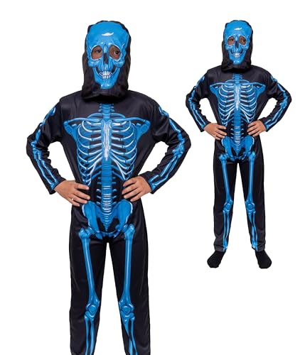 Magicoo Skelett Kostüm Kinder Jungen Halloween blau X-ray (M) von Magicoo