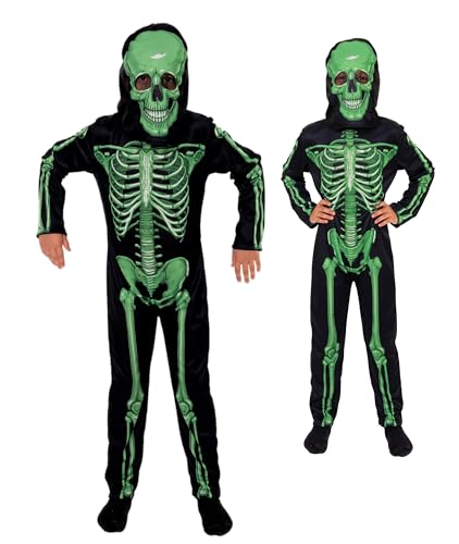 Magicoo Halloween grünes X-Ray Skelett Kostüm Kinder Jungen schwarz Halloween S (110-116) von Magicoo
