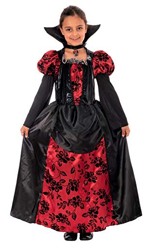 Magicoo Prinzessin Halloween Vampir Kostüm Kinder Mädchen Gr. 110 bis 152 - Vampirkostüm Kind rot schwarz (110/116) von Magicoo
