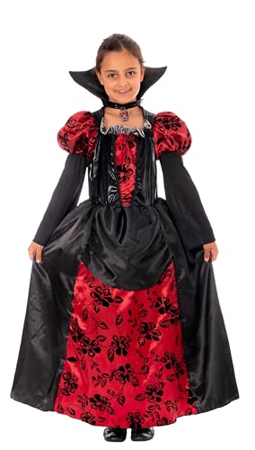 Magicoo Prinzessin Halloween Vampir Kostüm Kinder Mädchen Gr. 110 bis 152 - Vampirkostüm Kind rot schwarz (110/116) von Magicoo