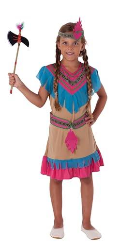 Magicoo Prinzessin Indianer Kostüm Kinder Mädchen Gr 110 bis 140 beige - Indianerin Kostüm Kind Fasching (110/116) von Magicoo