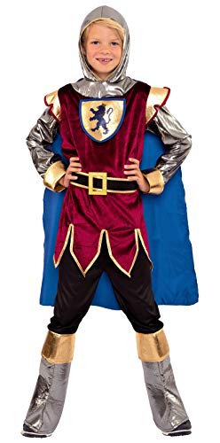 Magicoo Ritterkostüm Kinder Jungen Gr. 104 bis 146 blau/rot/gold - König Ritter Mittelalter Kostüm Kind Fasching (140/146) von Magicoo