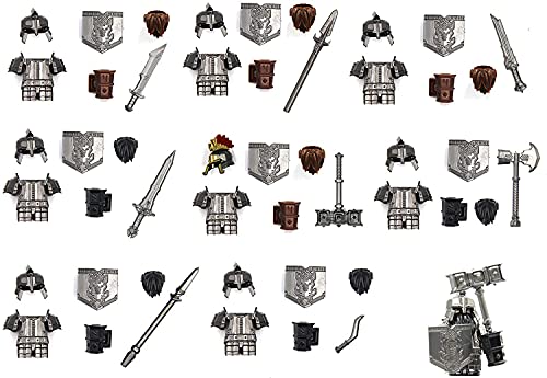 Magma Brick Zwergenkraft(Dwarf's) mit Rüstungen, Helmen, Brot und Waffen kompatibel mit Legos von Magma Brick