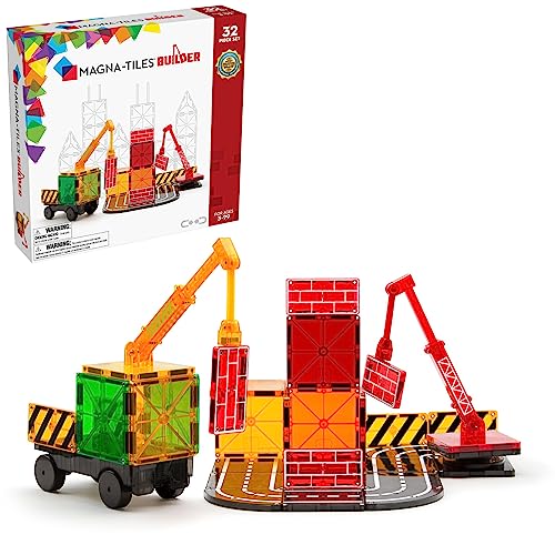 Magna-Tiles Builder 32-teiliges Set, The Original Magnetic Building Tiles for Creative Open-Ended Play, Educational Toys for Children Age 3 Jahre + (32 Stück) (21632) von Magna-Tiles