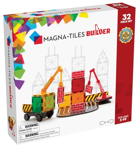 Magna-Tiles Builder 32-teiliges Set, The Original Magnetic Building Tiles for Creative Open-Ended Play, Educational Toys for Children Age 3 Jahre + (32 Stück) (21632) von Magna-Tiles