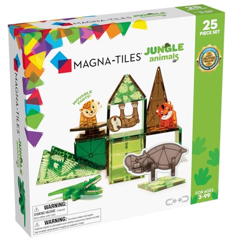 Magna-Tiles Jungle Animals 25-teiliges Set - magnetischen 3D-Bausteinen in klaren Farben, fördert spielerisches Lernen von Magna-Tiles