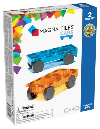 MAGNA-TILES Cars Magnetbausatz, 2-teilig, Blau und Orange von Magna-Tiles