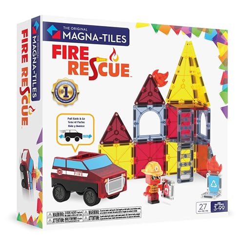Magna-Tiles Fire Rescue 27-teiliges Magnetbauset - Die Originale Magnetbaumarke von Magna-Tiles