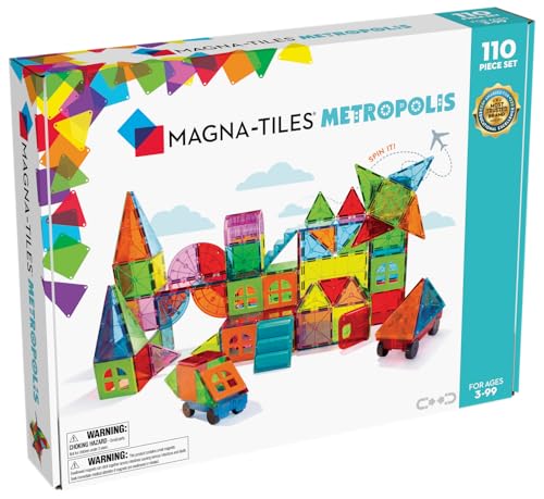 Magna-Tiles Metropolis Baukasten mit magnetischen 3D-Baufliesen, 110 Teile von Magna-Tiles