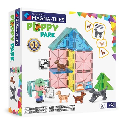 Magna-Tiles Puppy Park 27-teiliges Magnetbauset - Die Originale Magnetbaumarke von Magna-Tiles