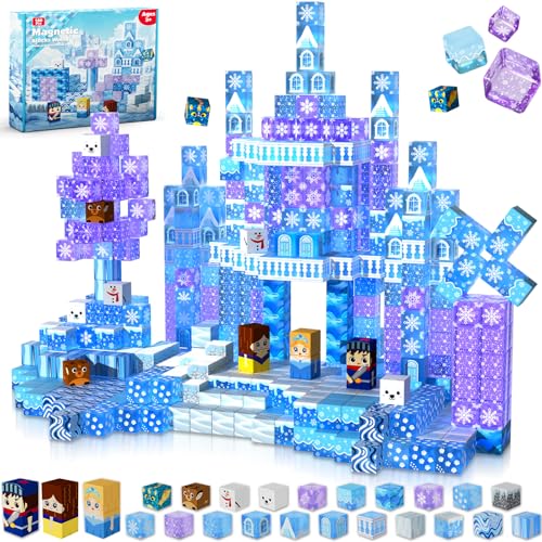 Magneverse Magnetische Bausteine, 100 Pcs Magnetbausteine Bauen Einer eisblaue Zauberwelt, kreative Kinderspielzeug Ostern Geschenke für Jungen und Mädchen ab 3 Jahren, STEM sensorisches Spielzeug Magneverse Magnetische Bausteine, 100 Pcs Magnetbausteine Bauen Einer eisblaue Zauberwelt, kreative Kinderspielzeug Ostern Geschenke für Jungen und Mädchen ab 3 Jahren, STEM sensorisches Spielzeug von Magneverse