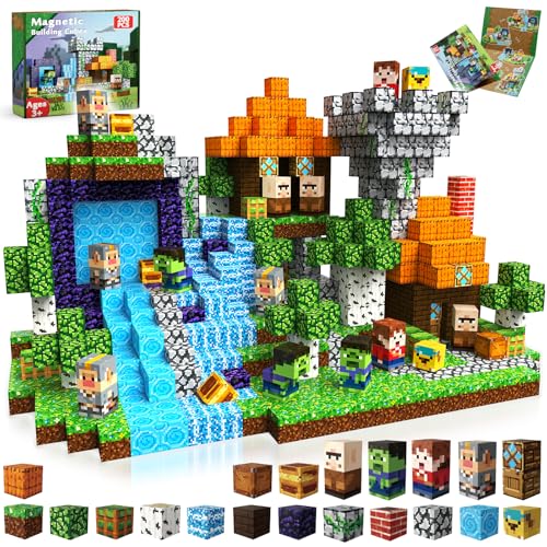 Magneverse Magnetische Bausteine 200 Stück Set - Magnetbausteine mit Waldabenteuer-Thema - Magnetwürfel für Kinder - Magnetic Blocks Montessori Spielzeug Geschenke für Jungen und Mädchen ab 3+ Jahren von Magneverse