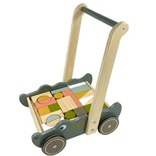 Magni Holz Lauflernwagen für Baby & Kleinkind - Montessori Spielzeug, Laufwagen mit Bausteine, Bauklötze ein Activity Center & eine Laufhilfe in einem! Holzspielzeug geeignet ab 18 Monaten von Magni