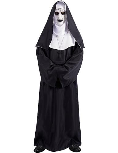 Mahoon Halloween Nonne Kostüm - Deluxe Gruselige Nonne Outfit mit Maske für Damen Herren Übergröße Unisex Erwachsene Partyanzug von Mahoon