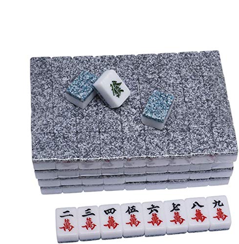 LNNW Chinesisches Schach 144 stücke Mahjong Set Würfel Acrylimitation Marmorreise Tragbare Multiplayer Board Spiel Unterhaltung Casual Party Activities Spiel Brettspiel von MaiBuL