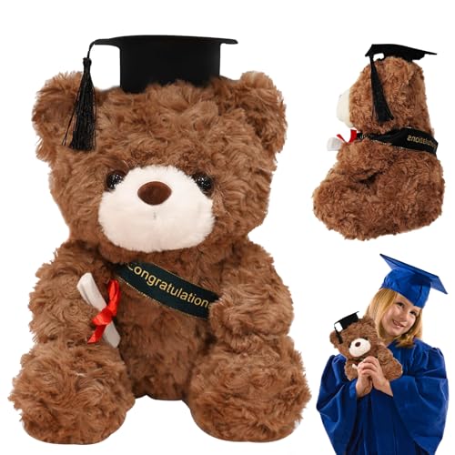 MaibaoteMbt Abschluss Plüschbär Spielzeug, Teddybär Plüschtier, Kuscheltier Bär, Examensbär, Bestandene Prüfung Teddybär, Bachelor Teddybär mit Diplom und Doktorhut, Bachelor Abschluss Geschenk von MaibaoteMbt