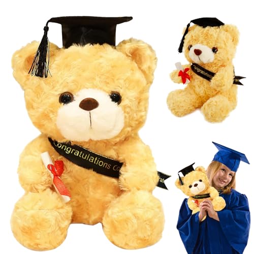 MaibaoteMbt Abschluss Plüschbär Spielzeug, Teddybär Plüschtier, Kuscheltier Bär, Examensbär, Bestandene Prüfung Teddybär, Bachelor Teddybär mit Diplom und Doktorhut, Bachelor Abschluss Geschenk von MaibaoteMbt