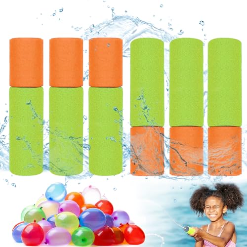 Wasserpistolen für Kinder, 6 Stück Schaumstoff Wasserspritzpistole mit 120St Wasserbomben Luftballons, Wasserspritzpistole mit Reichweite, Spritzpistole für Sommer-Spiel im Freien mit Wasser von MaibaoteMbt