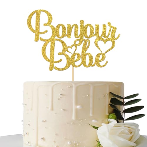 Maicaiffe Bonjour Bebe Tortenaufsatz, Babyparty, Party-Dekoration, 1. Geburtstag, französisches Thema, Willkommens-Baby-Feiern, Party-Dekorationen, Gold-Glitzer Maicaiffe Bonjour Bebe Tortenaufsatz, Babyparty, Party-Dekoration, 1. Geburtstag, französisches Thema, Willkommens-Baby-Feiern, Party-Dekorationen, Gold-Glitzer von Maicaiffe