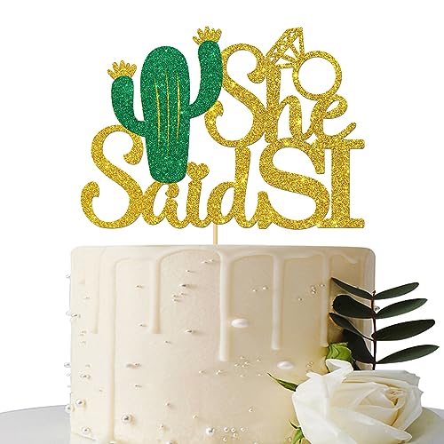 Maicaiffe She Said Si Tortenaufsatz – mexikanische Brautparty, Party-Kuchendekoration – spanische She Said Yes Verlobungsparty-Dekor-Zubehör, Gold-Glitzer Maicaiffe She Said Si Tortenaufsatz – mexikanische Brautparty, Party-Kuchendekoration – spanische She Said Yes Verlobungsparty-Dekor-Zubehör, Gold-Glitzer von Maicaiffe