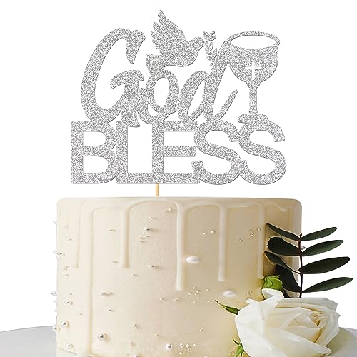 Maicaiffe Tortenaufsatz mit Aufschrift "God Bless" – Baby-Party-Kuchendekoration – Taufe – Erstkommunion Taufe Party Decor Supplies Silber Glitzer Maicaiffe Tortenaufsatz mit Aufschrift "God Bless" – Baby-Party-Kuchendekoration – Taufe – Erstkommunion Taufe Party Decor Supplies Silber Glitzer von Maicaiffe