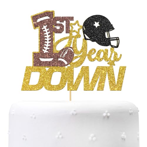 Maicaiffe Tortenaufsatz zum 1. Geburtstag, Motiv: Fußball zum 1. Geburtstag, Babyparty, Fußball, ein Jahr alt, Partydekoration, Goldglitzer Maicaiffe Tortenaufsatz zum 1. Geburtstag, Motiv: Fußball zum 1. Geburtstag, Babyparty, Fußball, ein Jahr alt, Partydekoration, Goldglitzer von Maicaiffe