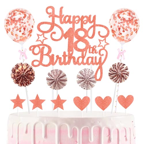 18th Geburtstag Kuchen Dekoration Kuchen Toppers Birthday Torten Dekoration Sternen Herz Papierfächer Ballon Torte Toppers Kuchendeko für 18. Geburtstag Dekorationen Party Zubehör 18th Geburtstag Kuchen Dekoration Kuchen Toppers Birthday Torten Dekoration Sternen Herz Papierfächer Ballon Torte Toppers Kuchendeko für 18. Geburtstag Dekorationen Party Zubehör von Maigendoo