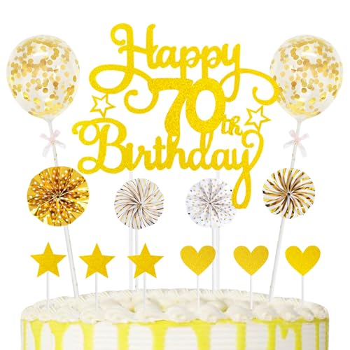 70th Geburtstag Kuchen Dekoration Kuchen Toppers Birthday Torten Dekoration Herz Sternen Papierfächer Ballon Torte Toppers Kuchendeko für 70. Geburtstag Dekorationen Party Zubehör, Gold 70th Geburtstag Kuchen Dekoration Kuchen Toppers Birthday Torten Dekoration Herz Sternen Papierfächer Ballon Torte Toppers Kuchendeko für 70. Geburtstag Dekorationen Party Zubehör, Gold von Maigendoo